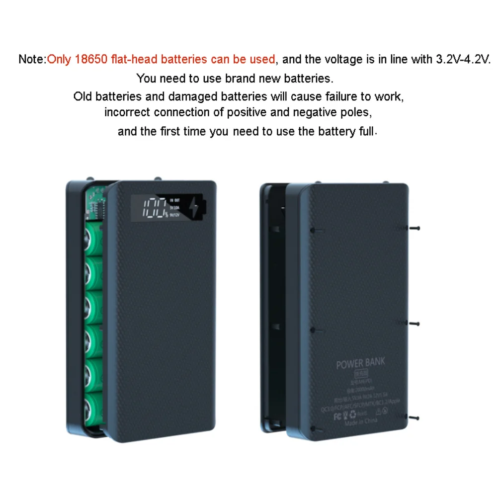 A19F-6X18650 Battery Box Power Bank Case 18650 Battery Charging Box For Mobile Phone Charge