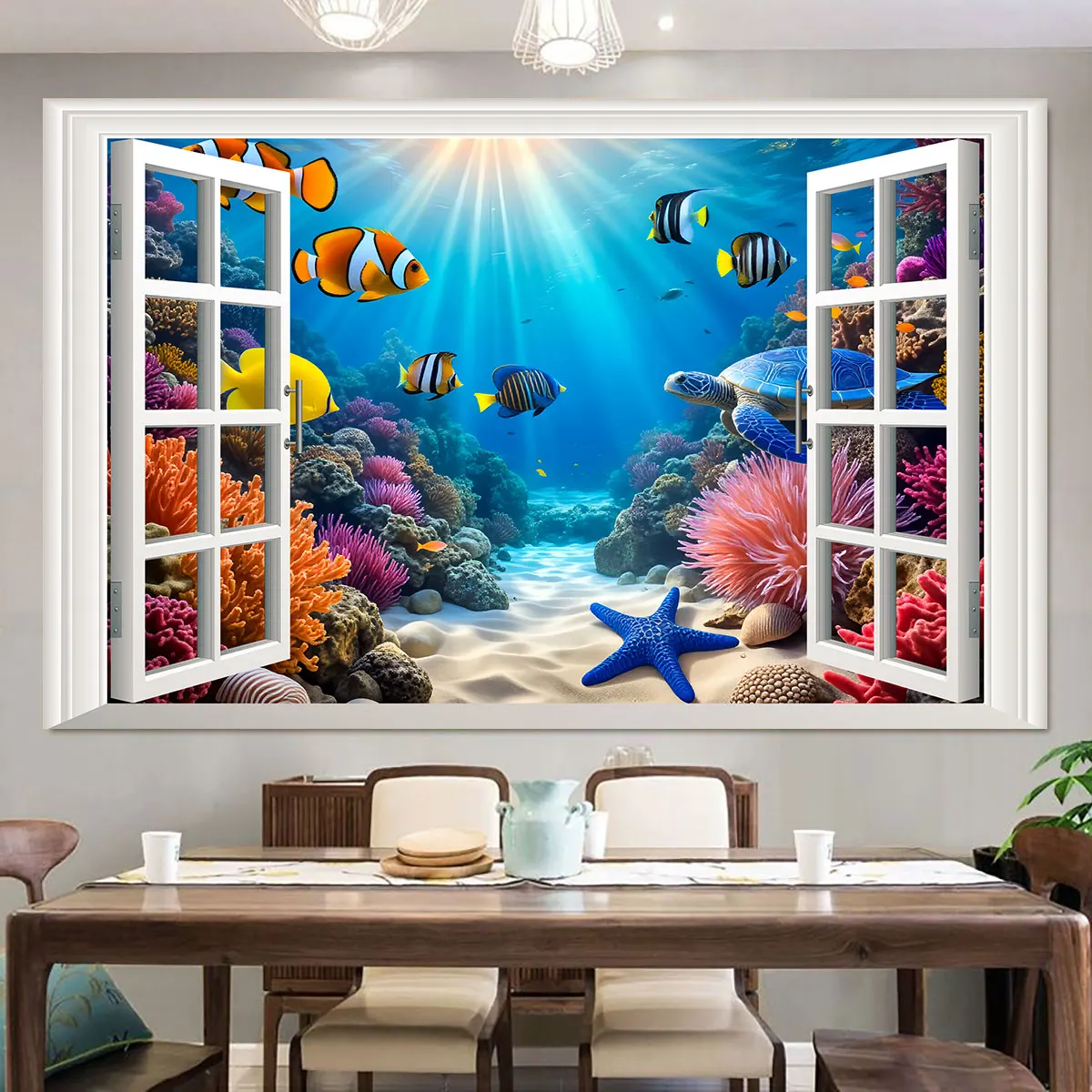 1pc The Underwater World Printed Pvc Simulation 2D Flat Wall Stickers Multi Size Living Room Bedroom Wall Art Decoration