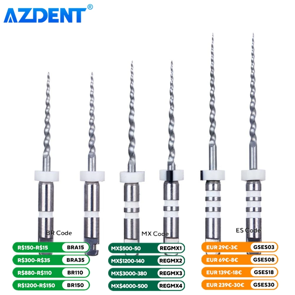 AZDENT Dental Retreatment Engine Root Canal NiTi File D1-D3 6Pcs/Box Remove Filling Material Before Canal Reshaping