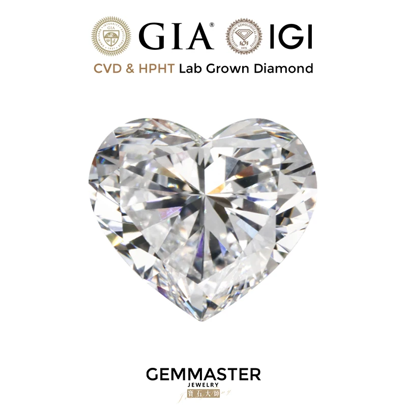 

Heart Lab Grown Diamond with IGI GIA certificate D E F VVS Synthetic Diamond Custom Jewelry 1ct 2ct 5ct CVD HPHT Lab Diamond