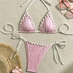 New Sexy Bikinis Pink Swimsuits Women Swimwear Push Up Female Beach Swimming Wear Bathing Suit Brazilian Bikini Set Pool Bather