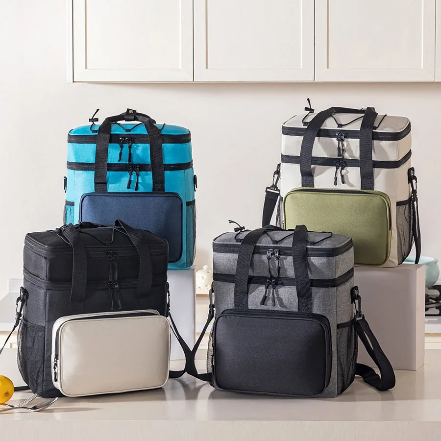 Large capacity insulated bag, portable picnic lunch box bag, hand-held work bag, lunch box bag, travel bag