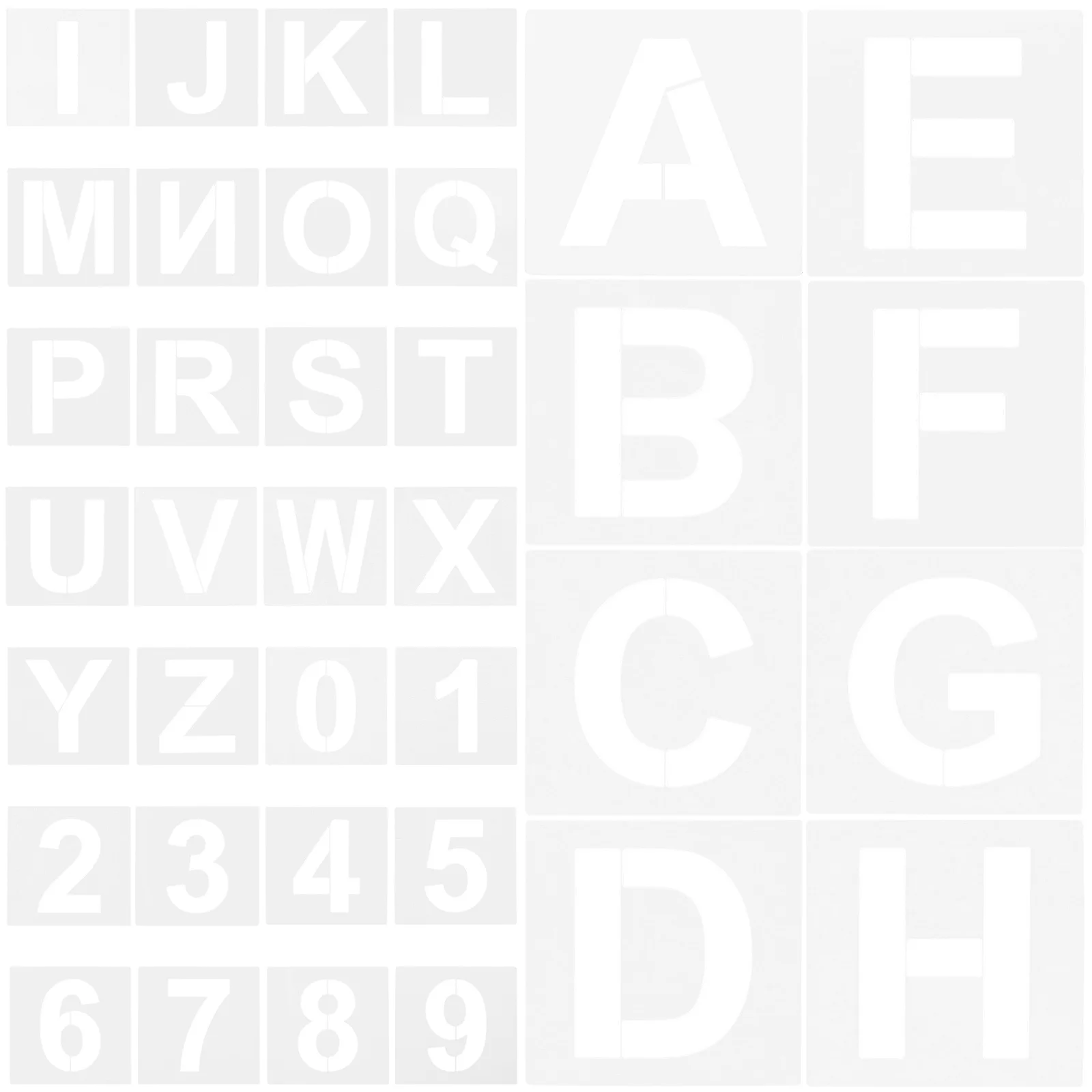 

36Pcs Plastic Letter Stencils Washable Reusable Painting Templates for DIY Crafts Wood Fabric Paint Stencils