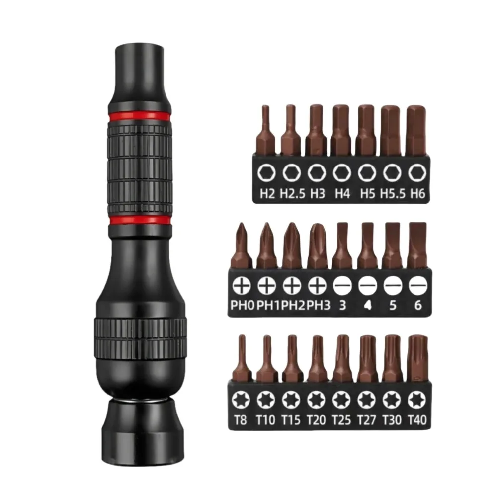 1-24PCS Präzision Aluminium Legierung Griff für Schaft 1/4 "Bits Komfortable Mini Schraubendreher 6,35mm Halter reparatur Werkzeuge Set S2 Bits – Detail 12
