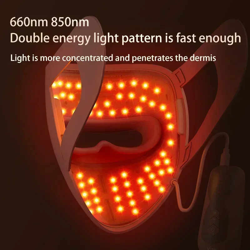 Maschera LED per il viso in silicone 4D 660nm 850nm 4 colori Ringiovanimento del viso Rughe Riparazione della pelle Rimozione di bellezza Pori Pelle del salone Anti invecchiamento