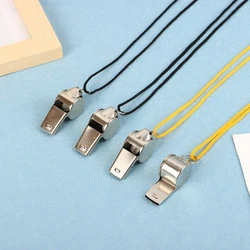 5Pcs Loud Metal Whistle Stainless Steel Whistles With Lanyard Wear Resistant Referees Whistle Coaches Lifeguards Survival Sport