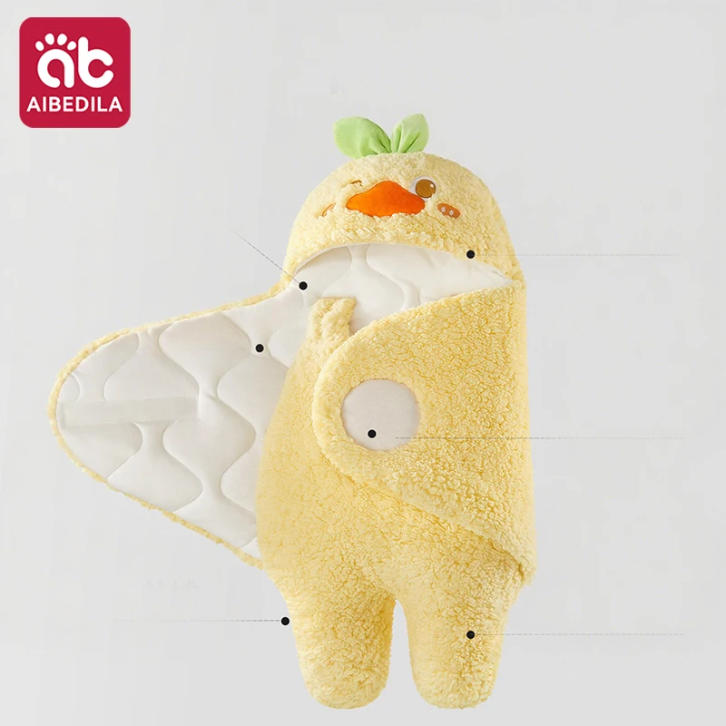AIBEDILA Thick Cotton Newborn Swaddle Blanket Warm Winter Infant Sleeping Wrap Hospital Delivery Room Essential for 0‑6 Months