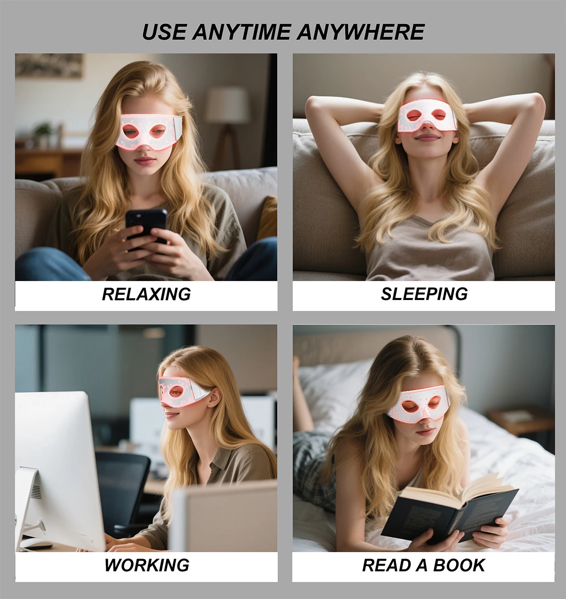 Medical Photon Red Light Therapy Eye Mask EMS Massage-Dark Circles Wrinkle Removal Skin Tightening Eye Care