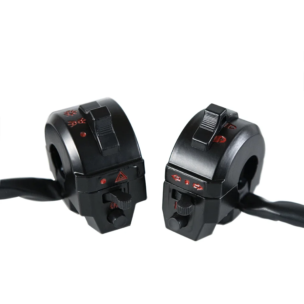 

2Pcs 7/8""22mm Motorcycle High/Low Beam Light Turn Signal Horn Switches Handle Bar Left Right Electric Start Control Switches