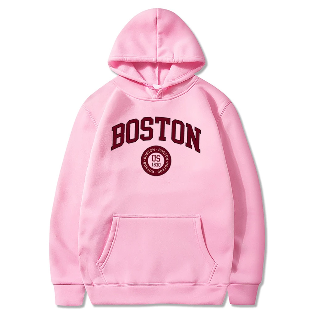 Boston City Us Founded In 1630 Autumn Winter Men Women Tracksuit Hoodies Fashion Trend Hip Hop Warm Clothing Sweatshirts New