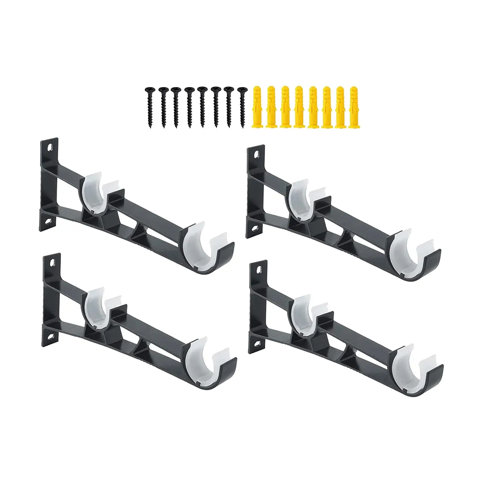 4Pcs Curtain Rod Brackets Black for 1 inch to 1 1/4 inch Rods Curtain Rod Holders for Drapery Rods Hotel Bedroom Living Room