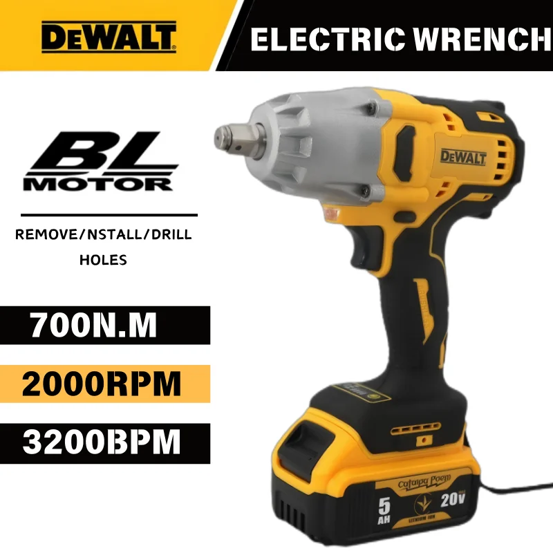 Dewalt 1/2in 700 N.m High Torque Electric Wrench Brushless Hand Tools 20V   Battery Impact Wrench Decoration Team Power Tools