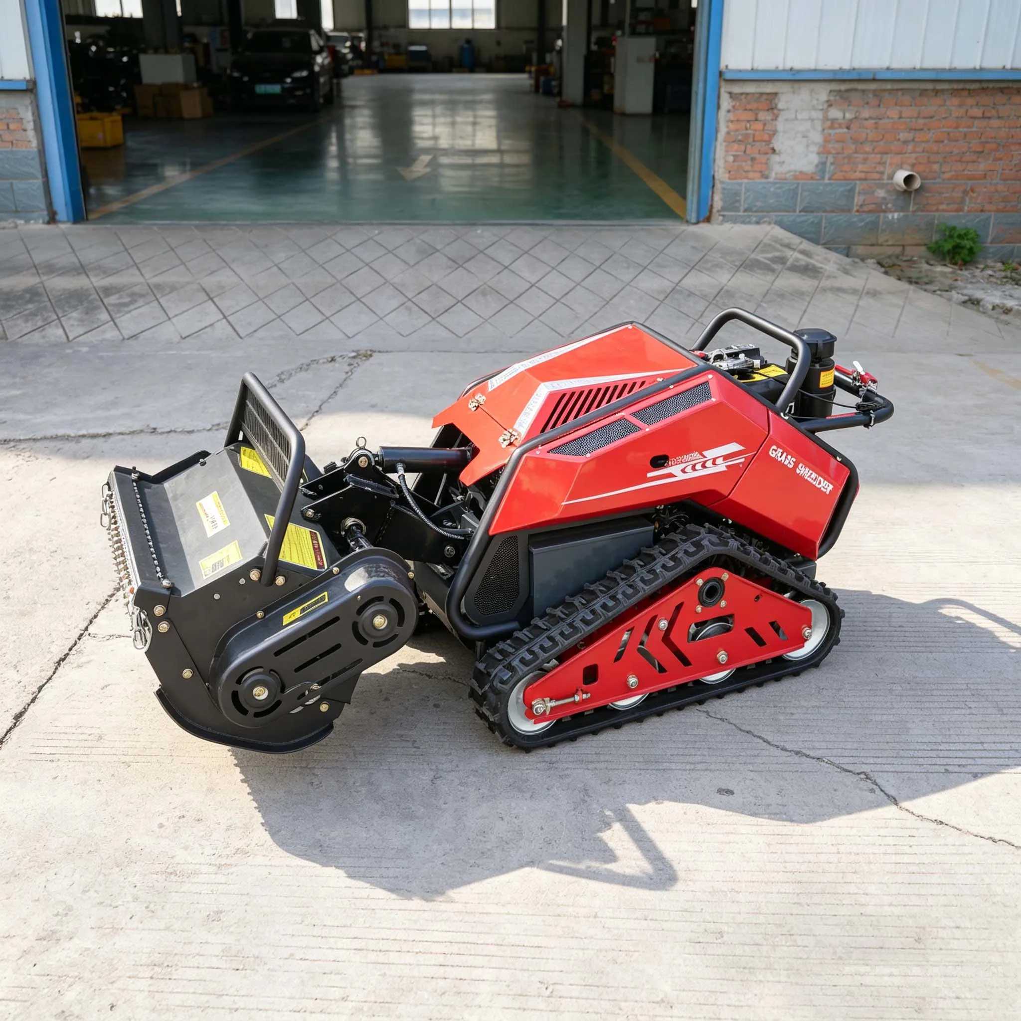 Greenhouse Orchard RC Tracked Rotary Tiller Cultivator Trencher and Flail Mower 13kW 900mm 500kg