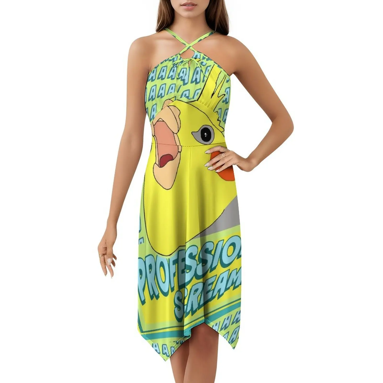 المهنية الصراخ-كوكاتيل الكورية نمط فستان كاجوال للنساء بسيط اليومية مكتب سيدة فساتين خربش بيرد الطيور الببغاء #5