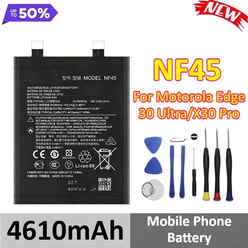 

New NF45 4610mAh Mobile Phone Lithium Battery for Motorola Edge 30 Ultra / X30 Pro Mobile Phone Battery Batteria Accessories