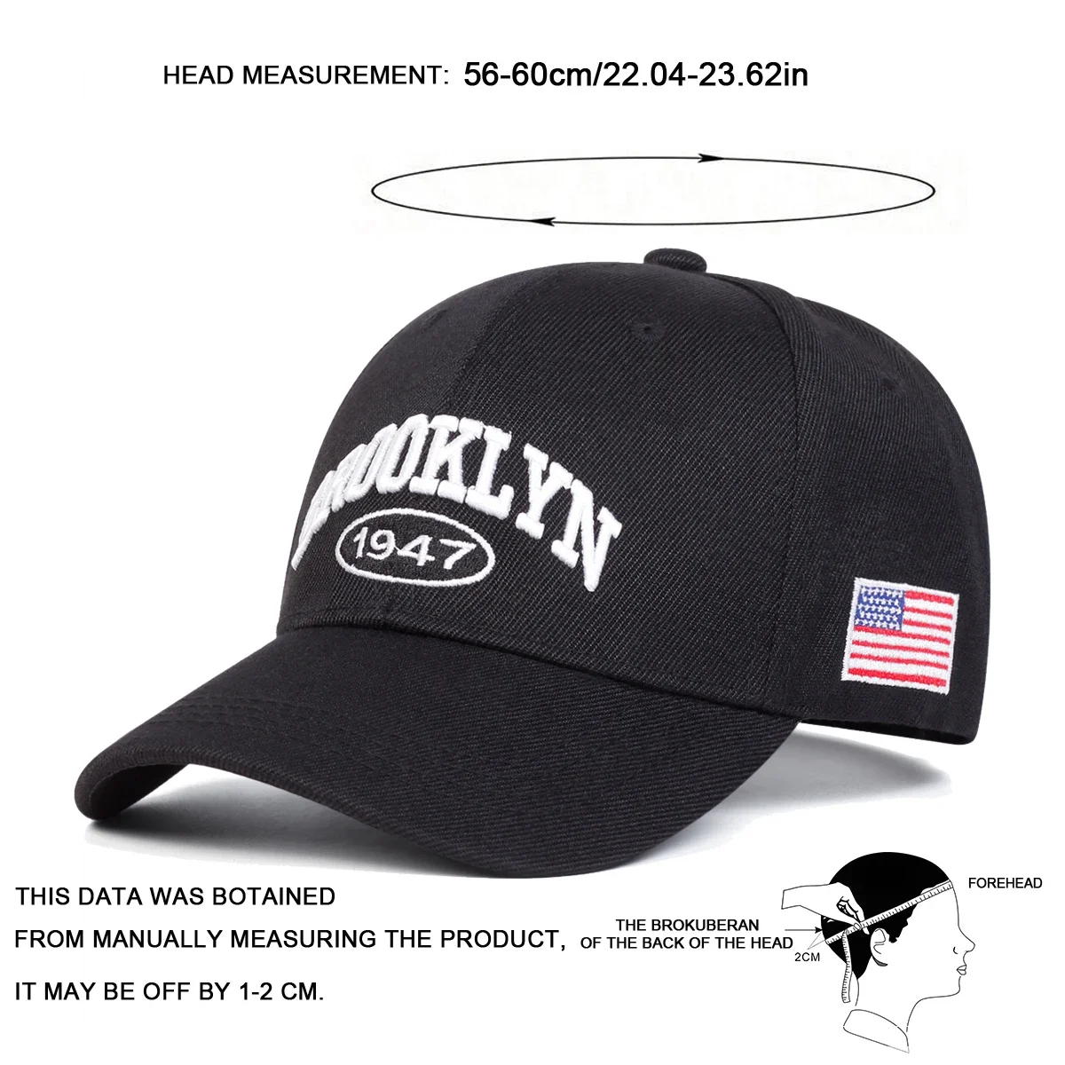 للجنسين بروكلين المطرزة الجانب العلم الأمريكي قبعات البيسبول ربيع الخريف في الهواء الطلق قابل للتعديل قبعات عادية واقية من الشمس قبعة قبعة