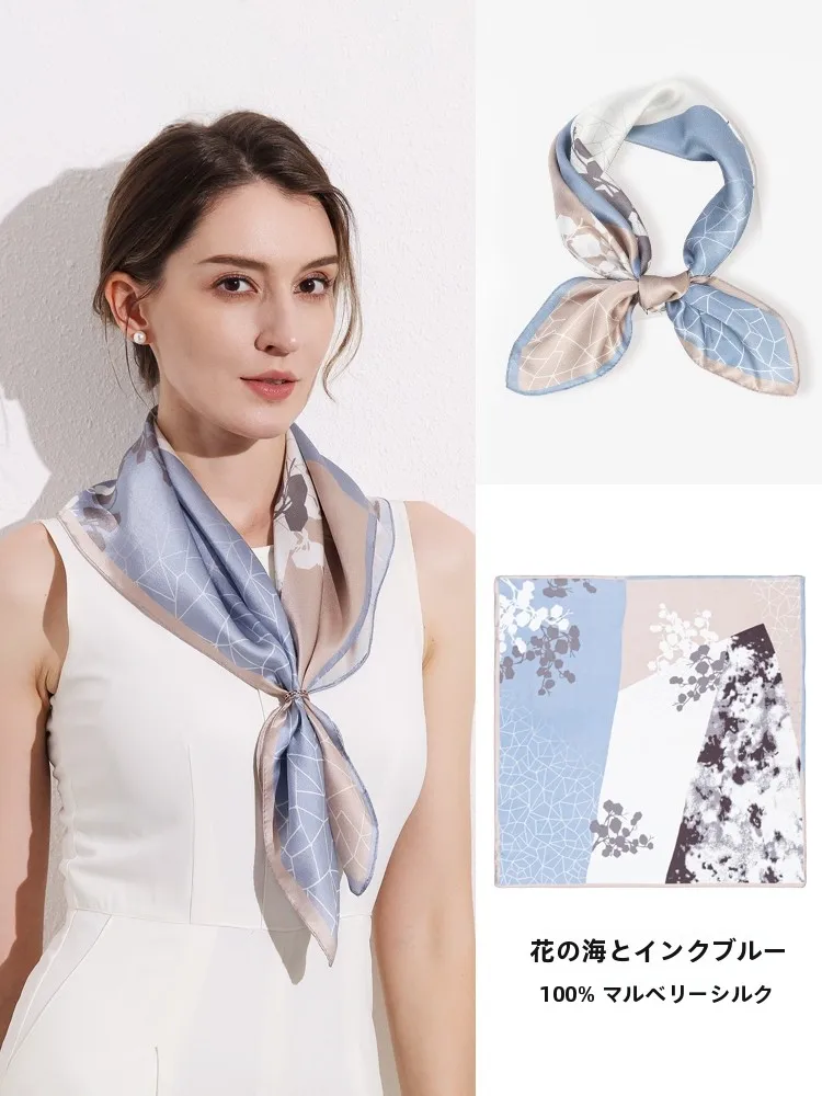 上海ストーリーシルクスカーフ女性の新しい2026ショールアウターウェアハイエンド本物のシルクスクエアヘッドスカーフ00マルベリーシルクスカーフ