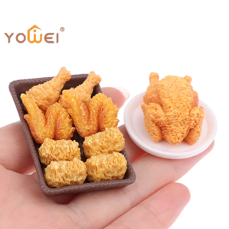 Detailed Mini Simulated Fried Chicken Playset - Perfect Dollhouse & Model Food Toy Addition