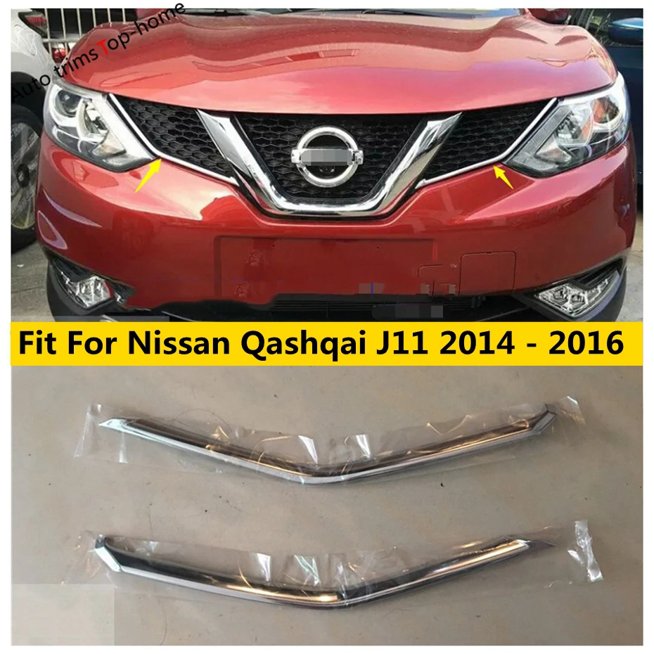 ABS kromium kisi jaring depan kisi cetakan Trim penutup Strip untuk Nissan Qashqai J11 2014 - 2016 Aksesori Aksesori Styling mobil