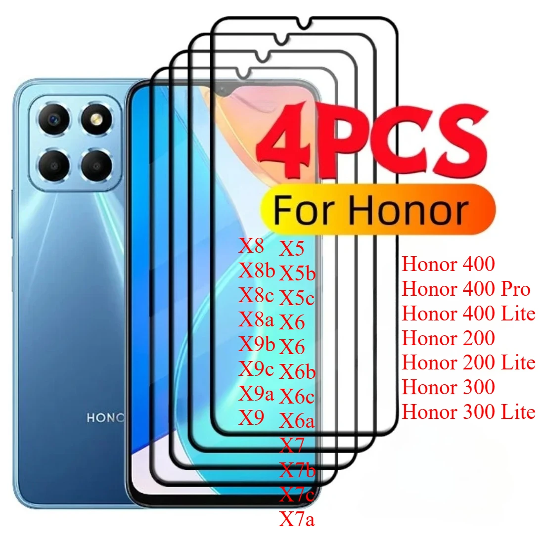 

Для Huawei Honor X6c X70i X8 8X X9 Стекло Honor 200 300 400 Pro закаленное стекло для Honor GTPro X8c X6a X6b X6c X7c X7a X8 X8a X9b