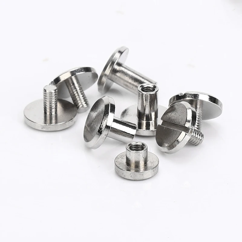 10pcs Nickel-plated Brass Binding Chicago Screws Nail Studs Rivets for Photo Album Calendar Recipes Menu Belt Wallet Fasteners