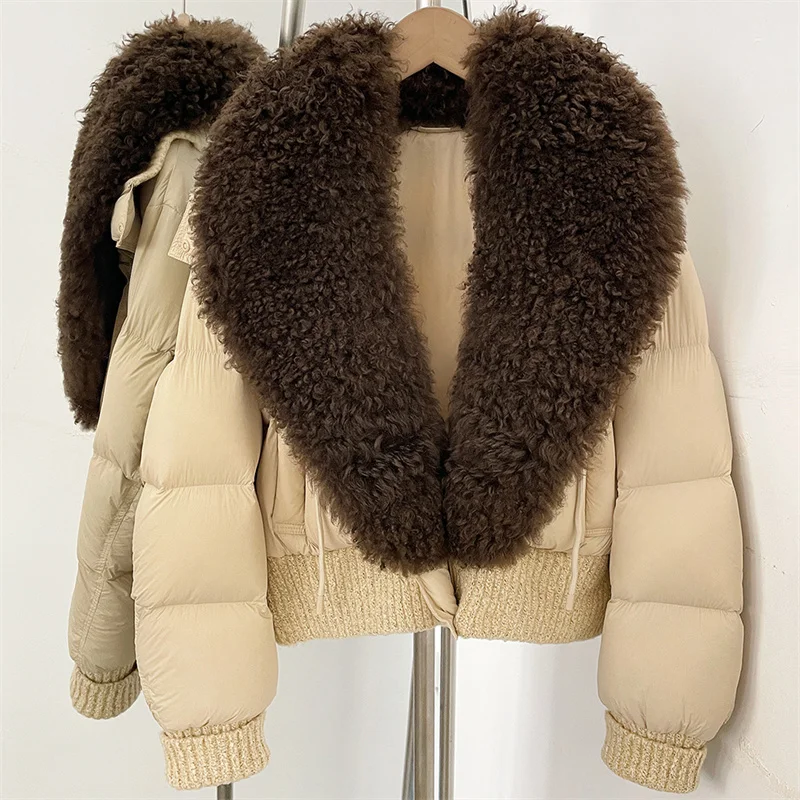 women's winter jacket 2026 new detachable wool collar women's down coat High quality duck down filled warm thick coat y2k parka