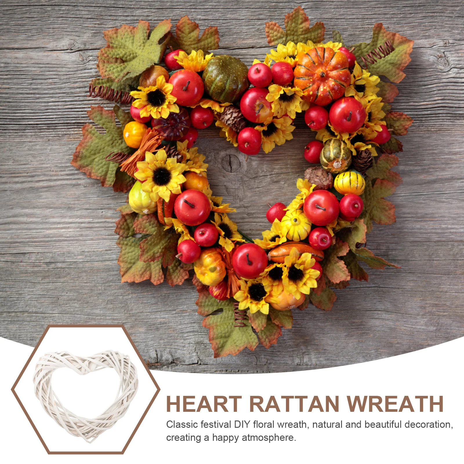 

Heart Rattan Wreath DIY Garland Material Smooth Surface Christmas Wreath Frame Home Decor Natural Rattan DIY Garland Materials,