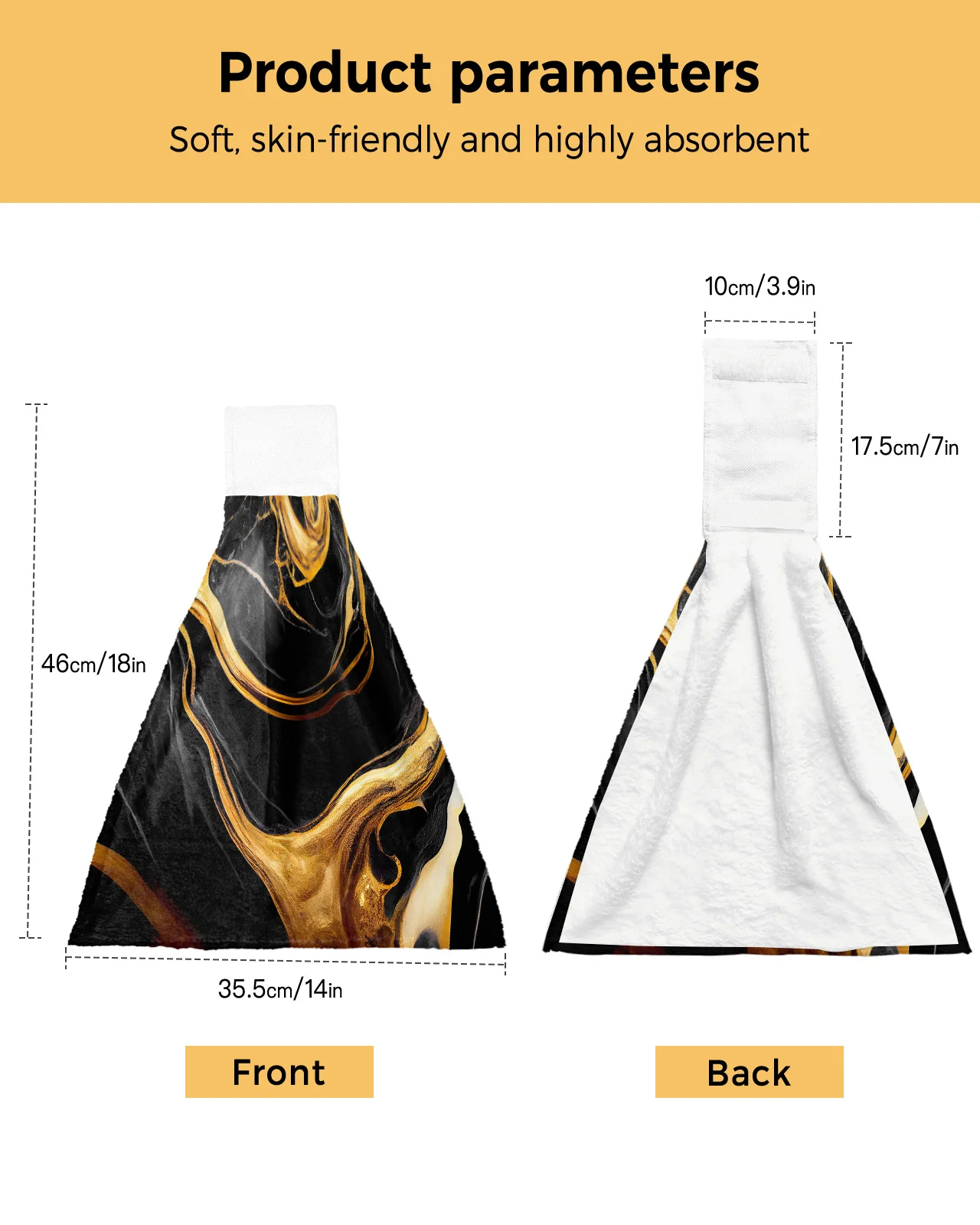 Marble Gold Texture Black Hand Towels Kitchen Microfiber Dishcloths Cleaning Cloth Bathroom Absorbent Hanging Towels