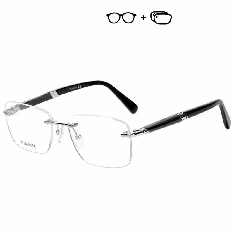 Brez بدون شفة النظارات الطبية الرجال مكافحة الضوء الأزرق اللونية قصر النظر النظارات البصرية الرجال الخشب التيتانيوم النظارات