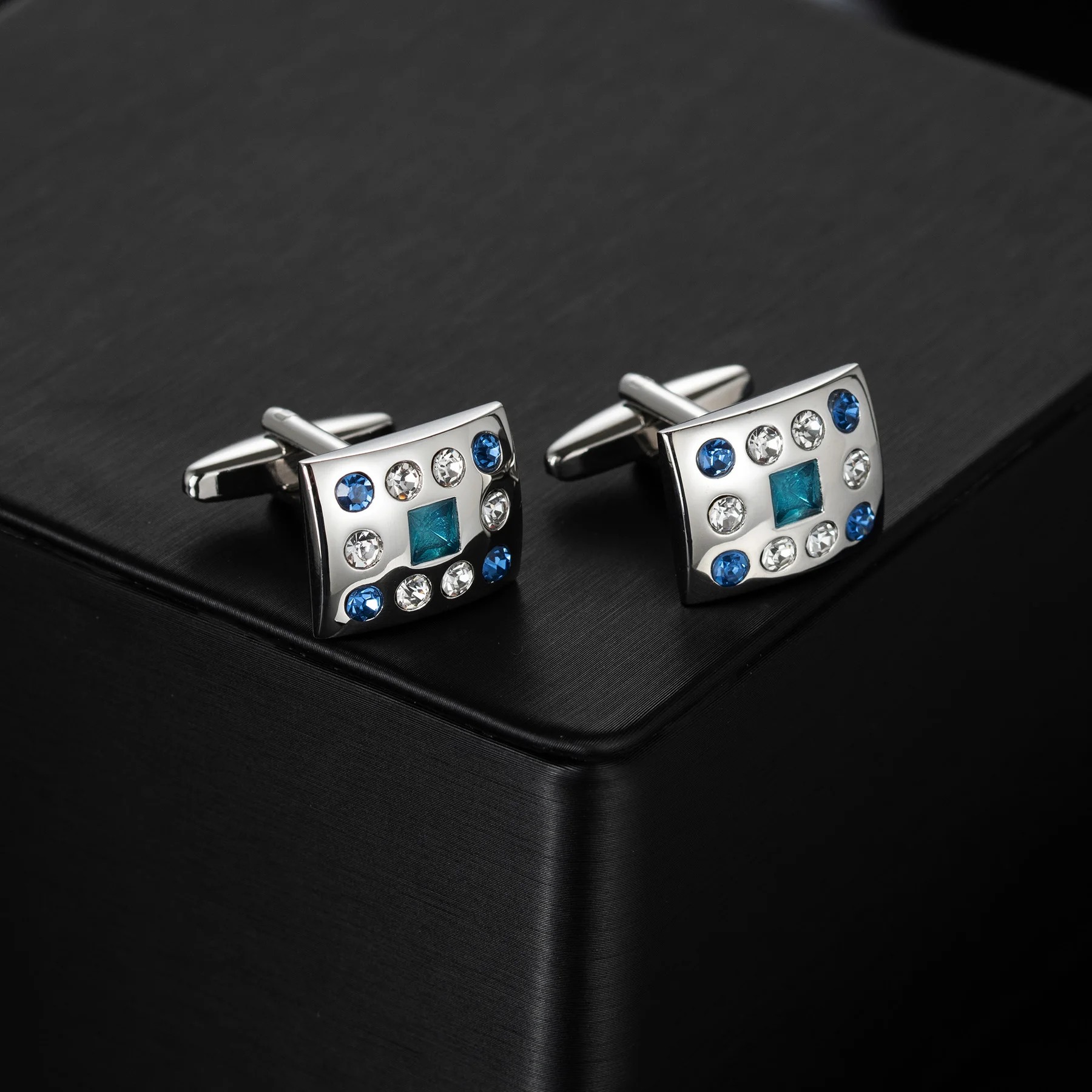 New High Quality Rectangular Alloy Cufflinks Fashionable Men\'s French Shirts Metal Cufflinks Wholesale Father\'s Day Gifts