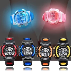 Relógios eletrônicos infantis cor luminosa dial vida à prova dwaterproof água multi-função luminosa despertadores relógio para meninos e meninas