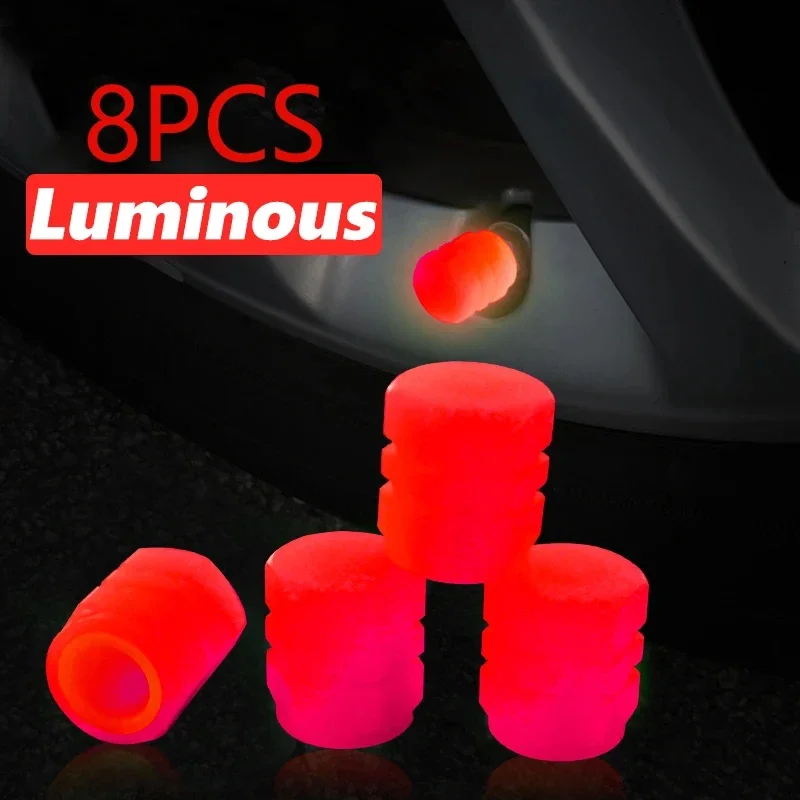 4-20PCS Leucht Auto Reifen Ventil Kappe Fluoreszierende Nacht Leuchtende Dekor Motorrad Fahrrad Rad Düse Staubdicht Reifen Ventil stem Kappen