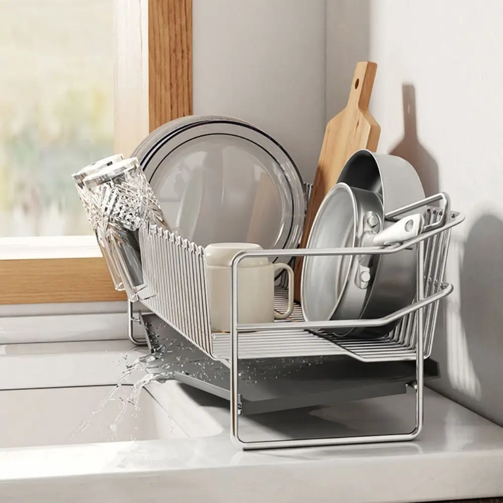 304-stainless-steel-dish-drying-rack-spacious-with-drain-tray-dishes-drain-storage-basket-kitchen-accessory-kitchen-organizer