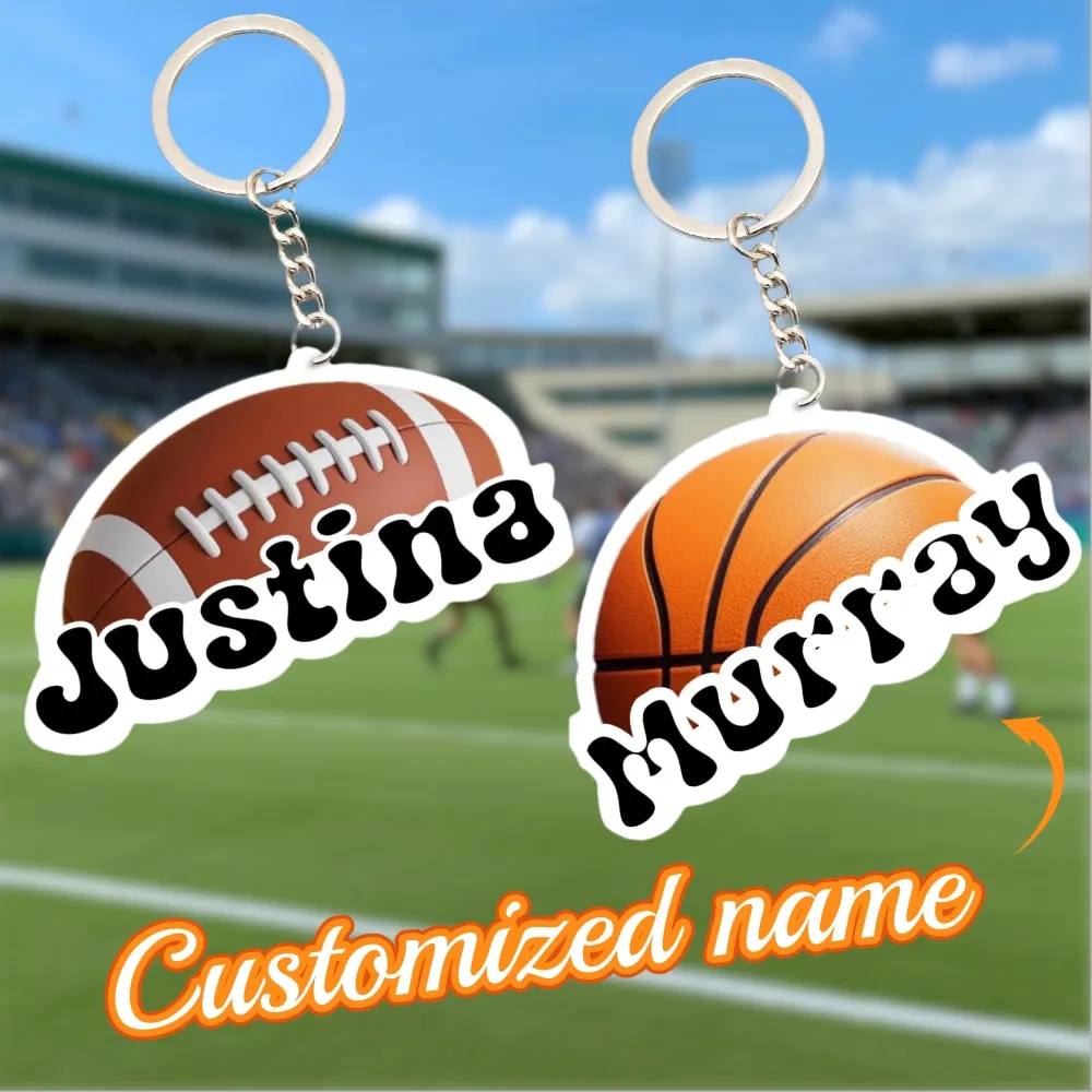 Customized Name Keychain Personalized Football Basketball Acrylic Pendant Party Decoration Gift Custom Keychain