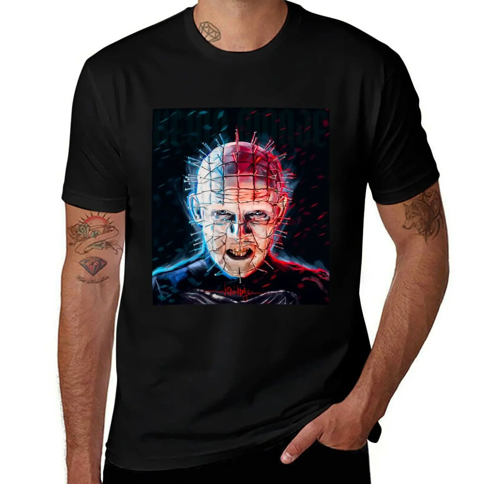 Футболка Pinhead (Hellraiser) в минималистском стиле, повседневная, с короткими рукавами