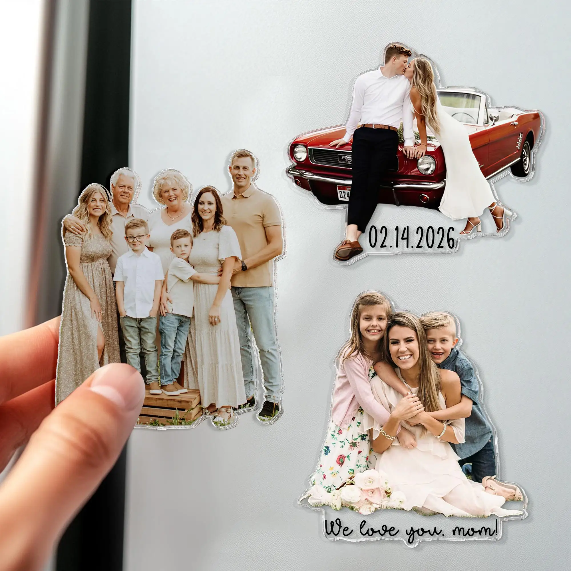 Custom Acrylic Family Photo Magnet: Personalized Family Picture Fridge Magnets, Christmas Decorations, Keychain, Car Ornament view 6