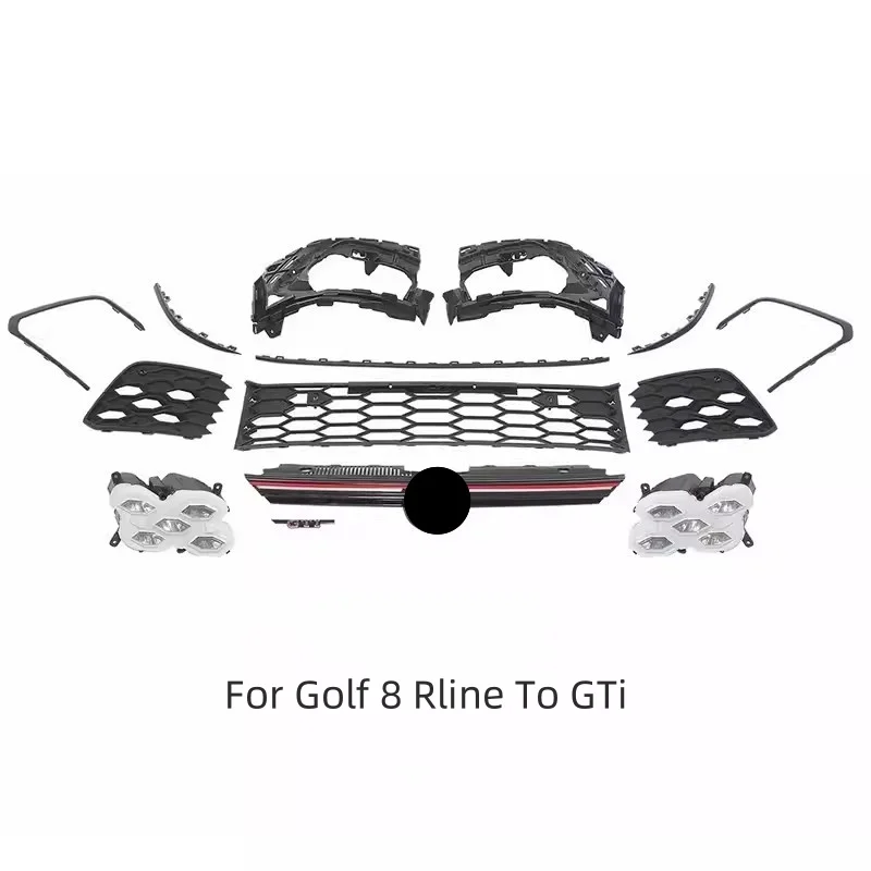 Auto Grille Fog light Trim Body kit for Volkswagen vw Golf 8th R-line upgrade to GTI Front bumper decoration Car Accessories