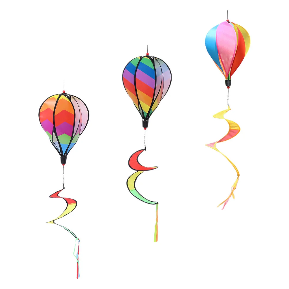 

3 Pcs Colorful Windmill Chimes for outside Funny Decor Hot Air Balloon Decors Large Decorative Spinners Plastic Child Spiral