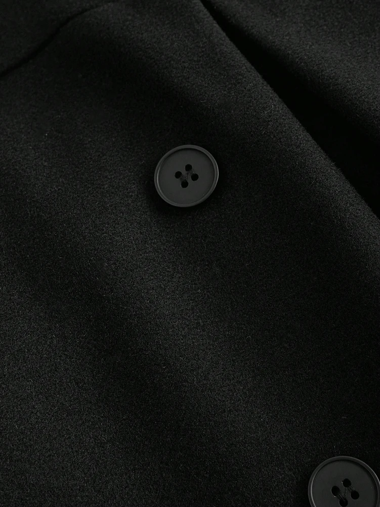 حجم كبير 2025 شتاء جديد المرأة تويد خندق معطف لون نقي مقنعين تقليد الفراء الربط لون نقي دافئ أنيق #5