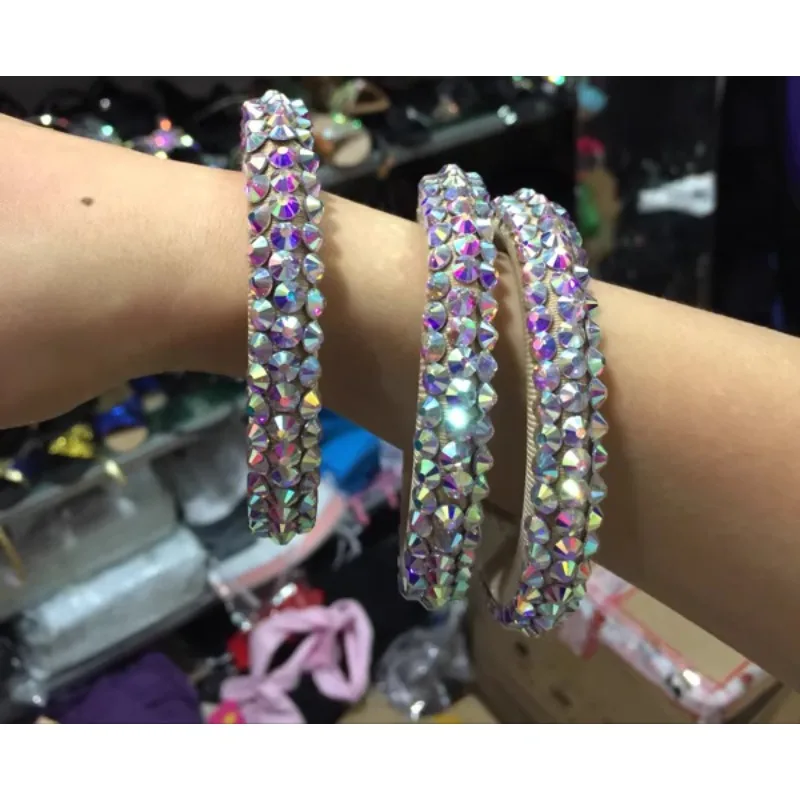 Customized Super Flash Diameter Latin Belly Dance Accessories Hand Diamond Set Arm Bracelet Hand Rings Bellydance Costume