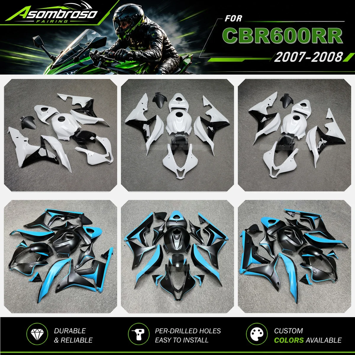 CBR600RR 2007 2008 Verkleidungsset für HONDA CBR 600 RR 07 08 PC40 ABS-Kunststoff-Spritzguss Motorrad-Komplettverkleidungs-Kit