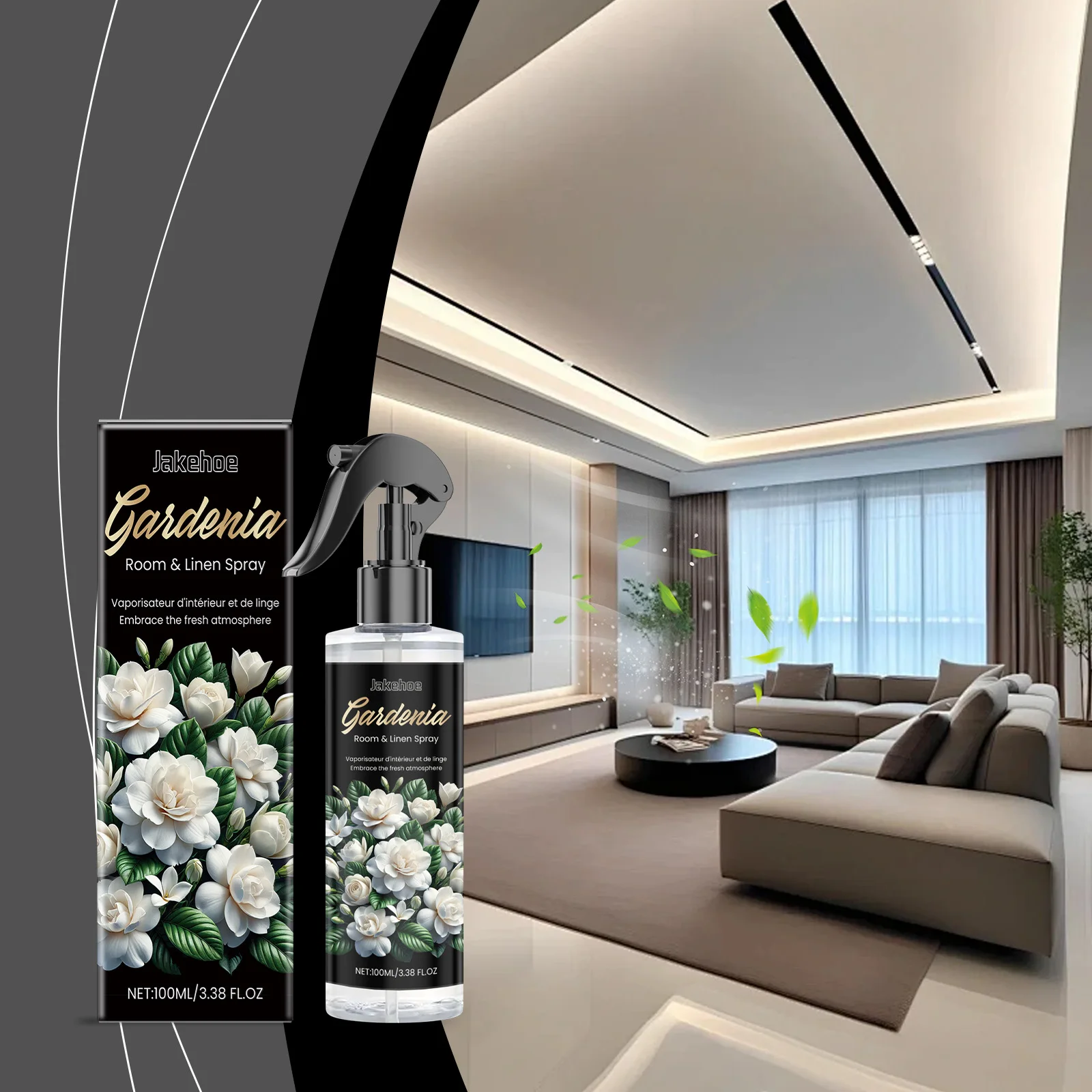 Gardenia Room Linen Spray Long Lasting Fragrance Air Freshener Spray Home Fabric Deodorizer Bedroom Living Room Odor Remover
