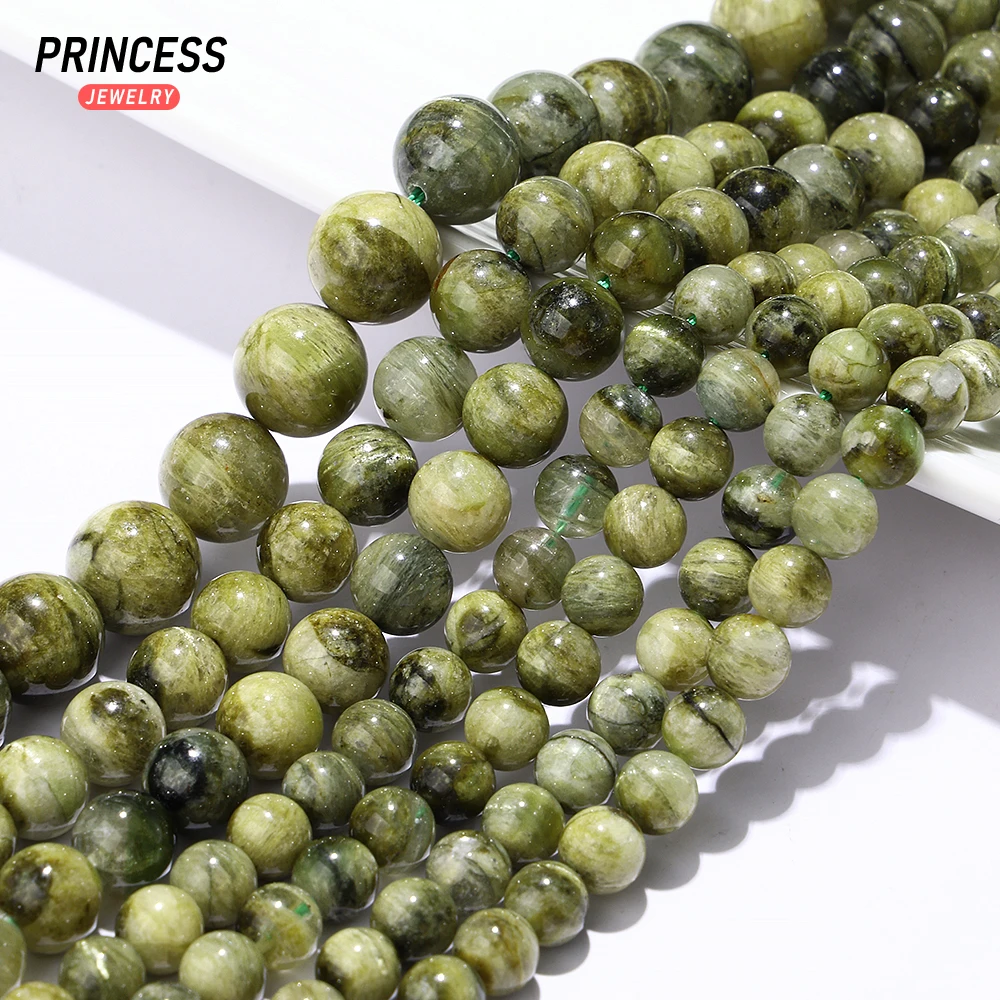 A++ Natural Green Tourmaline Loose Gemstone Beads for Jewelry Making Bracelet Wholesale 6/8/10mm Beads DIY Accessories