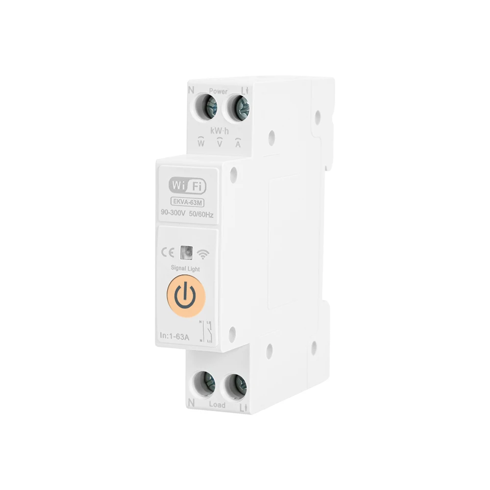 ETEK Smart  Life Switch TUYA Circuit Breaker MCB No Metering 1P+N 50/60Hz 63A Low Voltage Switch EKV-63M