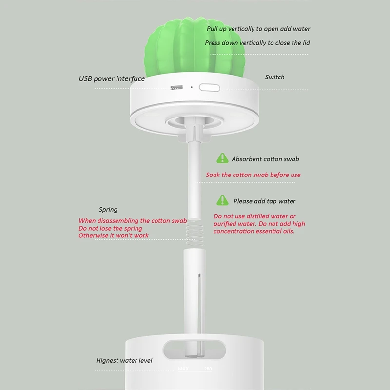 USB 아로마 에센셜 오일 디퓨저 초음파 쿨 미스트 가습기 공기 청정기, 부드럽고 따뜻한 LED 야간 조명, 사무실 및 가정용