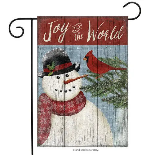 BRIARWOOD LANE Sleeved Garden Flag 12.5x18 JOY TO THE WORLD SNOWMAN Cardinal NEW