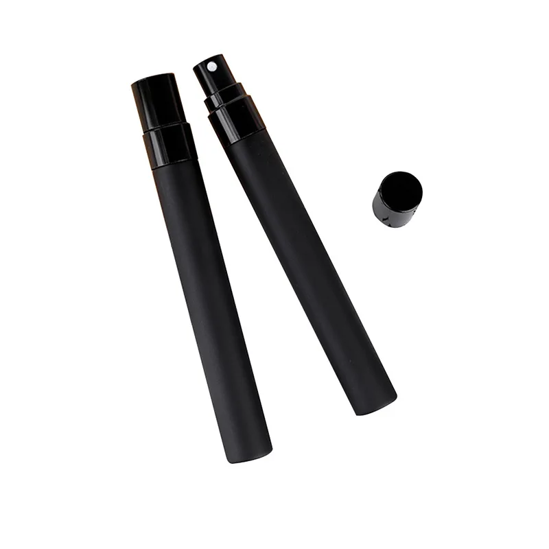 5 ชิ้น/แพ็ค 10ml Frosted สีดําขวดตัวอย่างแบบพกพามินิน้ําหอม Liquid สเปรย์ปั๊มเครื่องสําอาง Atomizer