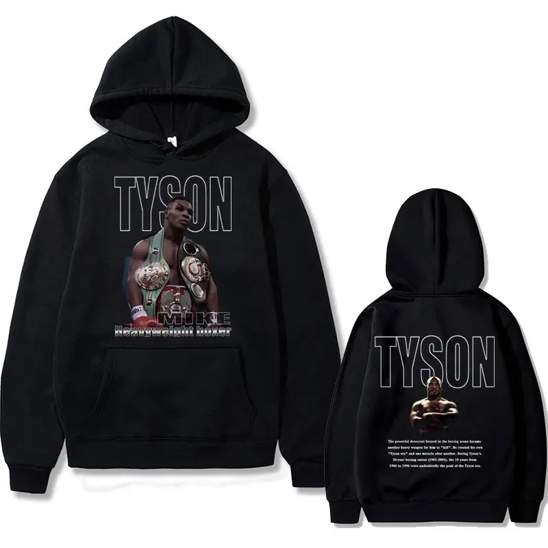 Boxing King Mike Tyson Double Sided Print Hoodie Men Women Casual Vintage Sweatshirt Oversize Male Hoodies Men's Cool Streetwear