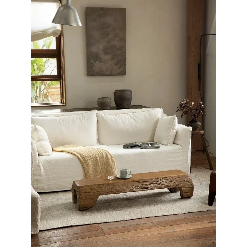 Weathered wood creative shape solid wood coffee table living room side table wabi-sabi style homestay wild luxury furniture