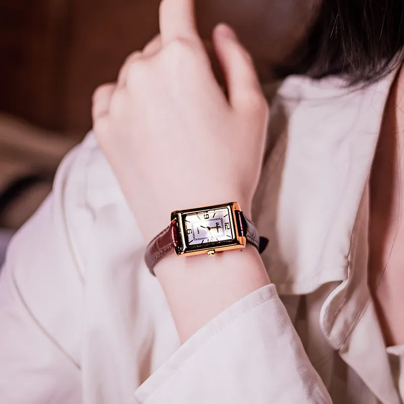 New Minimalist Square Stainless Steel Strap Vintage Watch, Antique Timepiece, Unique Wristwatch, Luxury Women'S Watch.